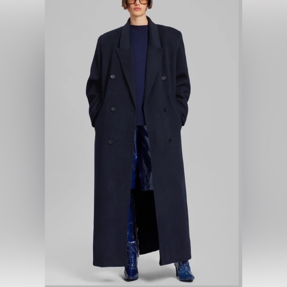 Frankie Shop Gaia Double-Breasted Coat Navy Small
